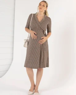 Eve Maternity Classic Wrap Dress in Link Print