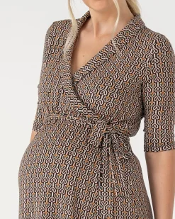 Eve Maternity Classic Wrap Dress in Link Print