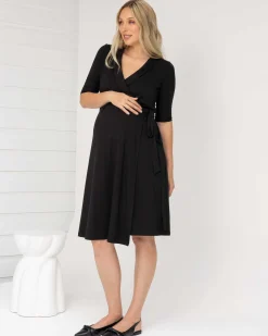 Eve Maternity Classic Wrap Dress in Black