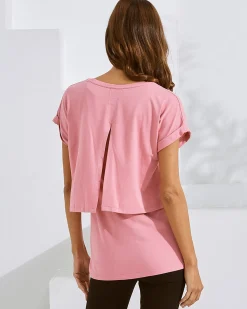 Everyday Nursing Tee with Discreet Front Panel Access In Soft Blush Pink