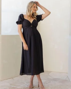 Fabia Reversible Tie Maternity Dress In Black