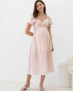 Fabia Reversible Tie Maternity Dress In Soft Pink