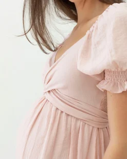 Fabia Reversible Tie Maternity Dress In Soft Pink