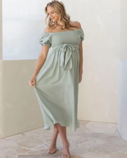 Fabia Reversible Tie Maternity Dress In Mint Green