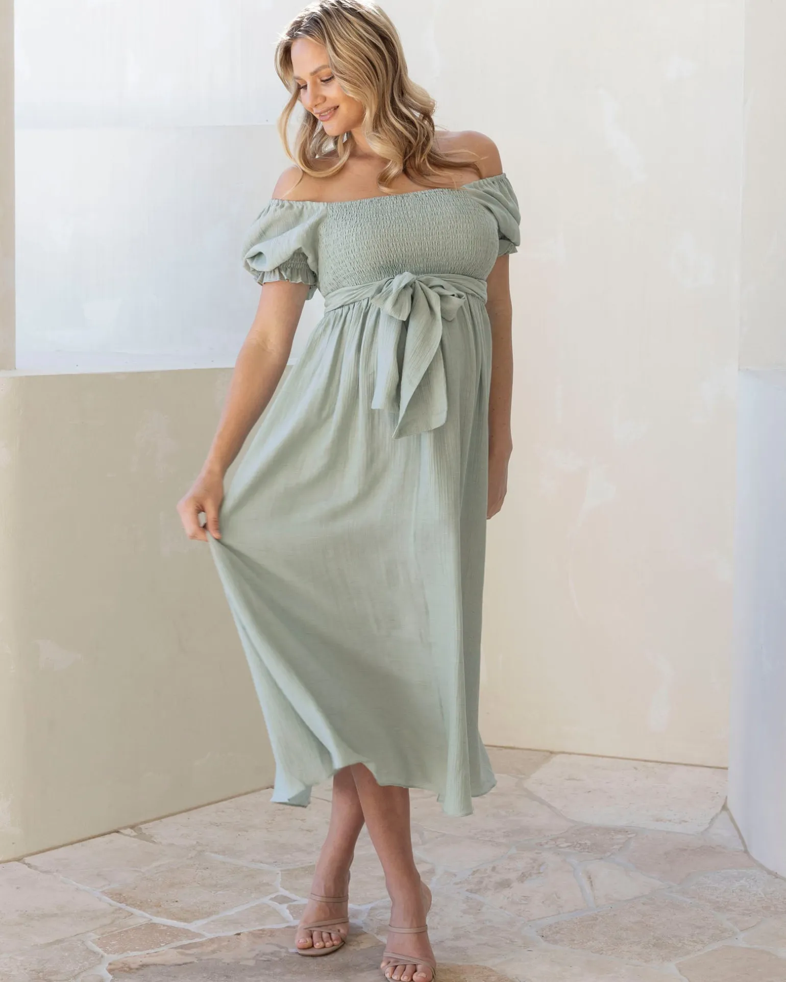 Fabia Reversible Tie Maternity Dress In Mint Green