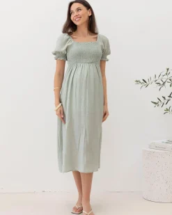 Fabia Reversible Tie Maternity Dress In Mint Green