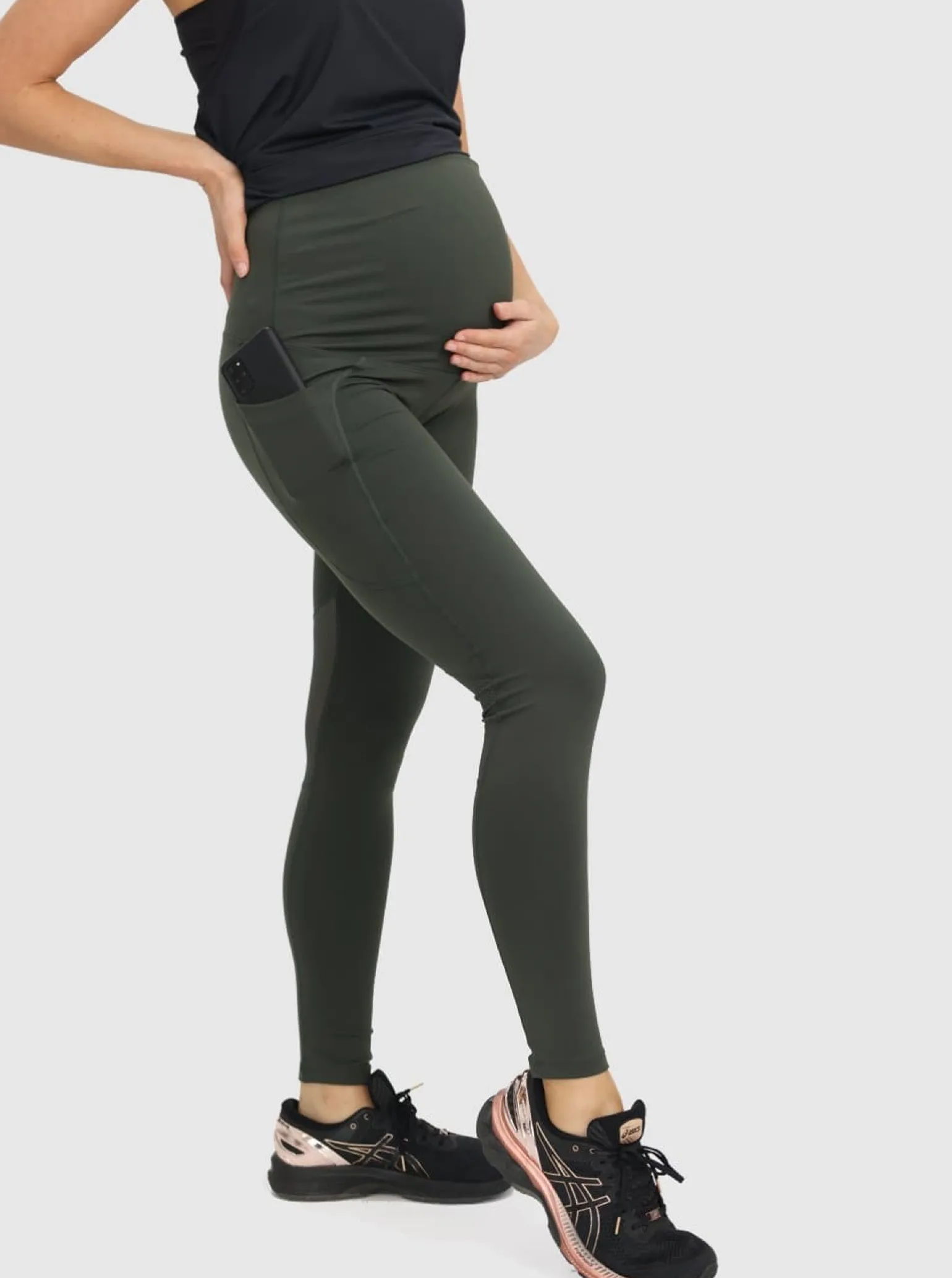 Full length Active Maternity Leggings - Khaki