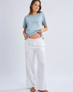 Giulia Maternity Linen Pants in White