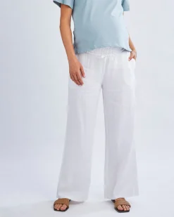 Giulia Maternity Linen Pants in White