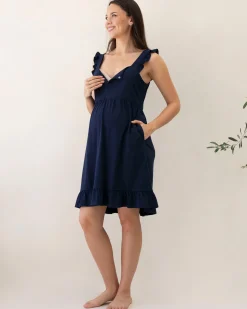Grace Hospital Birthing Gown/Nightie with Nursing Access - Navy