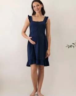 Grace Hospital Birthing Gown/Nightie with Nursing Access - Navy