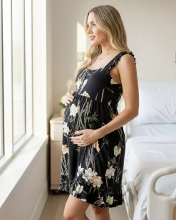 Grace Hospital Birthing Gown/Nightie- Black Print