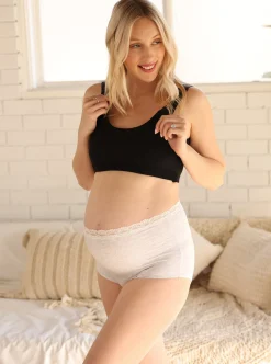 Gracie Lace Maternity Underwear in Bamboo in Marl Grey
