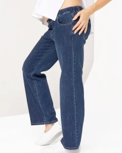 High Waist Relaxed Maternity Denim Blue Jean