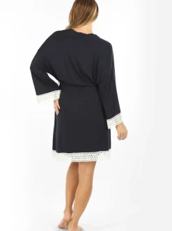 Hospital Pack: Maternity Robe + Nightie + Free Baby Blanket Wrap - Navy
