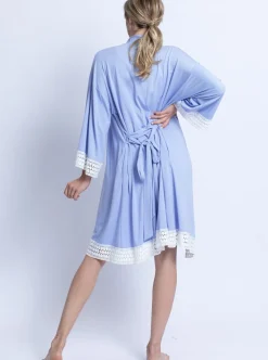 Hospital Pack: Nursing Dress + Robe + Free Baby Pouch - Blue & Pink