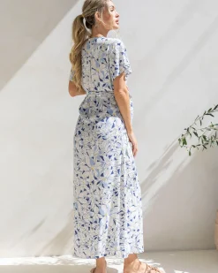 Isabella Blue Flora Maternity & Nursing Wrap Dress