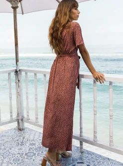 Isabella Rust Leopard Print Maternity & Nursing Maxi Dress