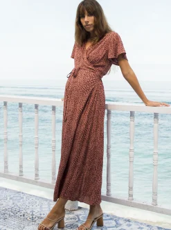 Isabella Rust Leopard Print Maternity & Nursing Maxi Dress