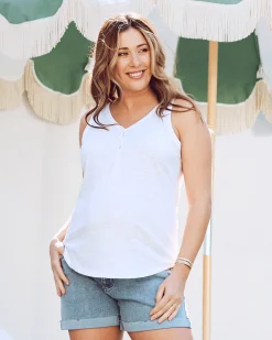 Ivy Maternity Cotton Singlet - White