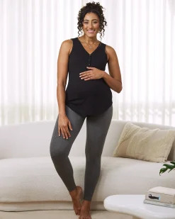 Ivy Maternity Cotton Singlet - Black