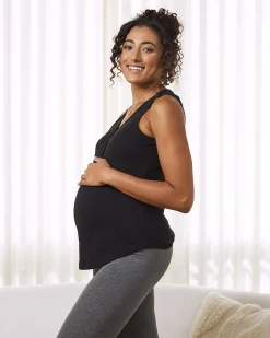 Ivy Maternity Cotton Singlet - Black