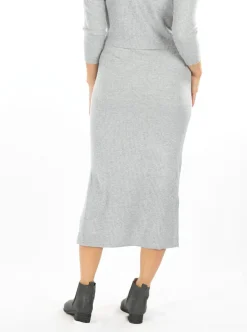Jade Wool Blend Maternity Midi Skirt in Grey