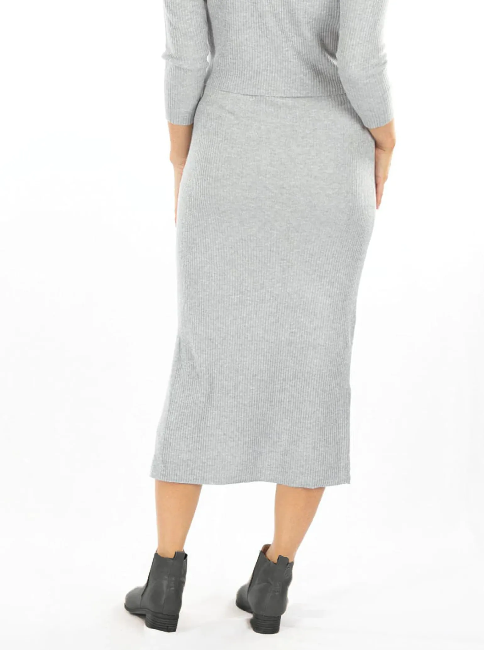 Jade Wool Blend Maternity Midi Skirt in Grey