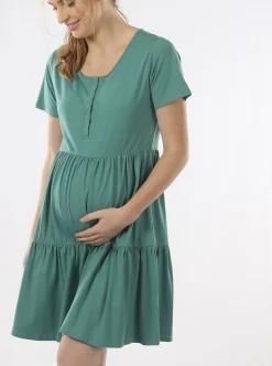 Lana Maternity Tiered Dress in Green