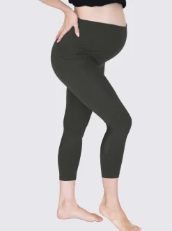 3/4 Length Maternity Workout Legging - Olive Green