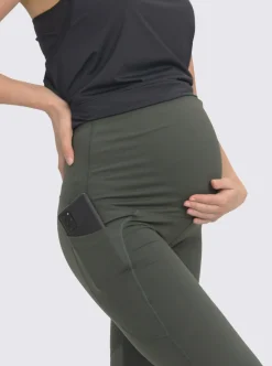 3/4 Length Maternity Workout Legging - Olive Green