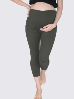 3/4 Length Maternity Workout Legging - Olive Green