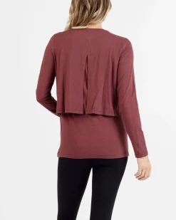 Leonie Maternity/Nursing Flip Panel Top in Burgundy