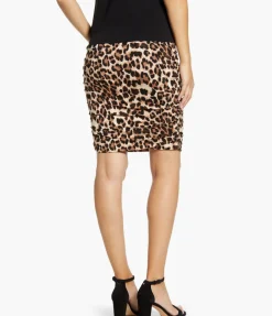 Leopard Print Ruched Summer Maternity Skirt