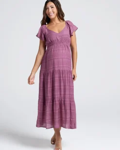 Lila Baby Shower Maternity Dress in Plum