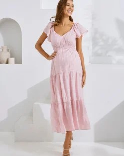 Lila Baby Shower Maternity Dress in Candy Pink
