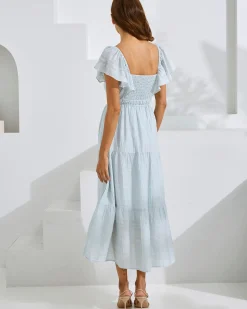 Lila Baby Shower Maternity Sundress in Ice Blue