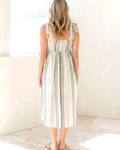 Liliana Maternity Midi Dress with Shoulder Tie