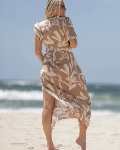 Lina Palm Leaf Twist Front Maternity Dress