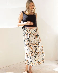 Luana Maternity Cropped Tank Top in Black