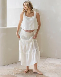 Luana Maternity Cropped Tank Top in Ivory