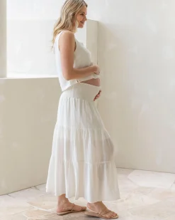 Luana Maternity Cropped Tank Top in Ivory