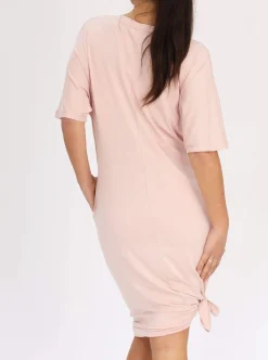 Mama Hospital Nightie, Long Length with Baby Pouch in Pink