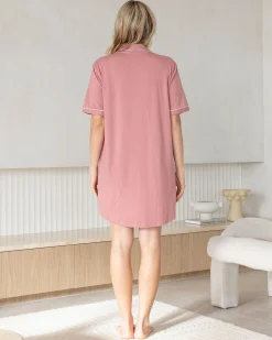 Mama Hospital Nightie Set with Baby Wrap in Rose Pink