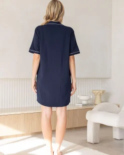 Mama Hospital Nightie Set with Baby Wrap in Navy