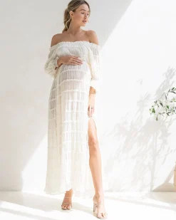 Mariana Sheer Maternity Photoshoot Dress in White