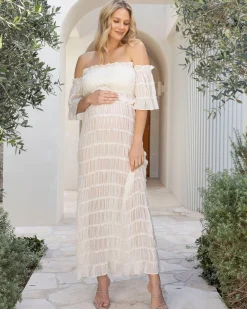 Marisol 2 piece Maternity Photoshoot Dress in Ivory White