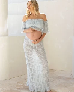 Marisol 2 piece Maternity Photoshoot Dress in Baby Blue