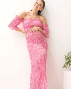 Marisol 2 piece Maternity Photoshoot Dress in Candy Pink