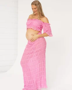 Marisol 2 piece Maternity Photoshoot Dress in Candy Pink